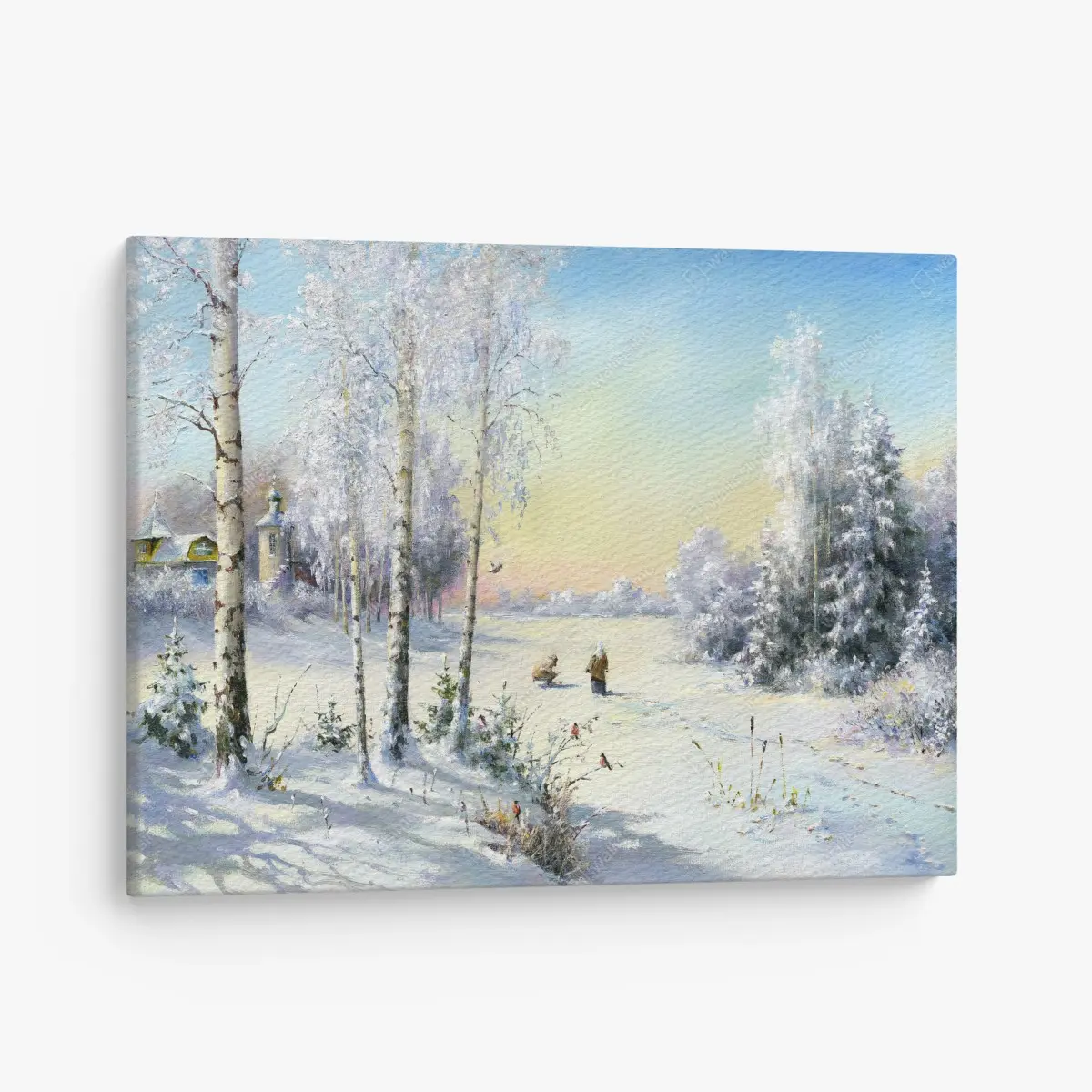 Leinwandbild wintermorgen am zugefrorenen see – Pixers®