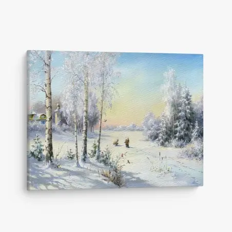 Leinwandbild wintermorgen am zugefrorenen see – Pixers®