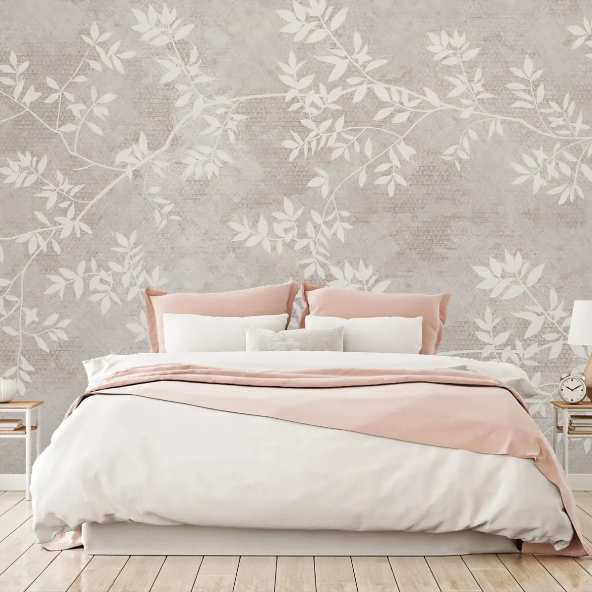 Fototapete BLATT BEIGE BOTANISCH ZART ELEGANT FÜR SCHLAFZIMMER – Pixers®