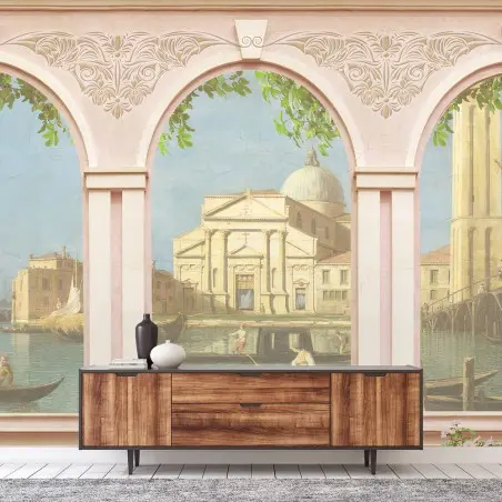 Fototapete VENEDIG KANAL GONDEL STADT SZENE FÜR WOHNZIMMER