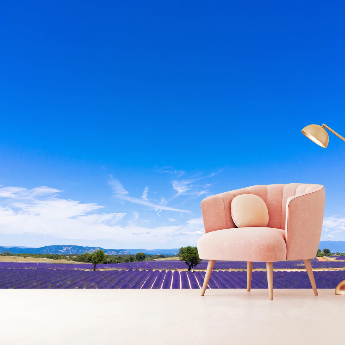 Fototapete LAVENDEL FELDER PROVENCE BLAU SOMMER FÜR WOHNZIMMER – Pixers®