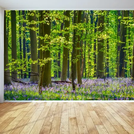 Fototapete WALD GRÜN BÄUME BLUMEN FRÜHLING FÜR WOHNZIMMER