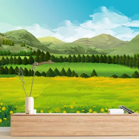 Fototapete WIESE LANDSCHAFT GRÜN FELD NATUR FÜR WOHNZIMMER