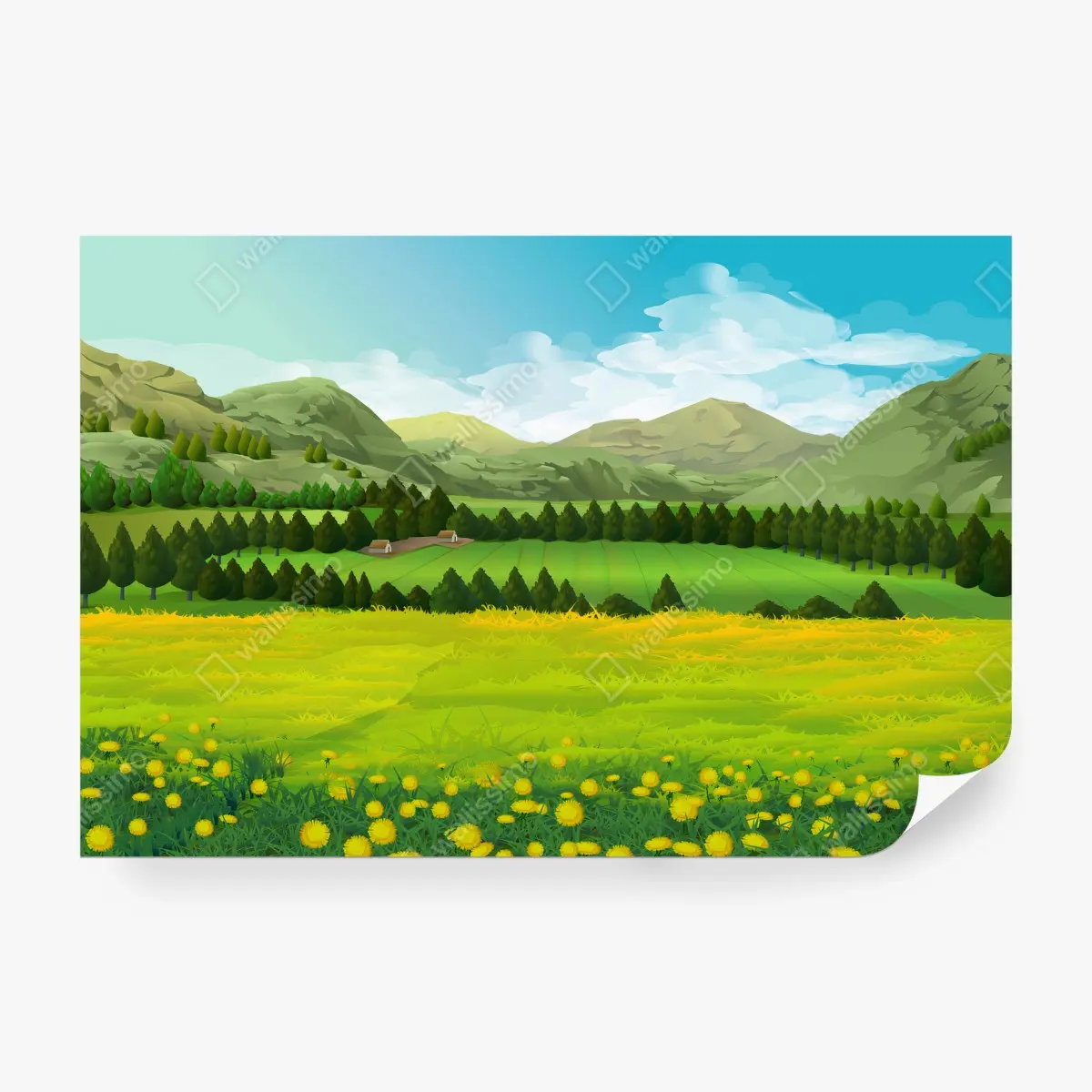 Fototapete WIESE LANDSCHAFT GRÜN FELD NATUR FÜR WOHNZIMMER – Pixers®