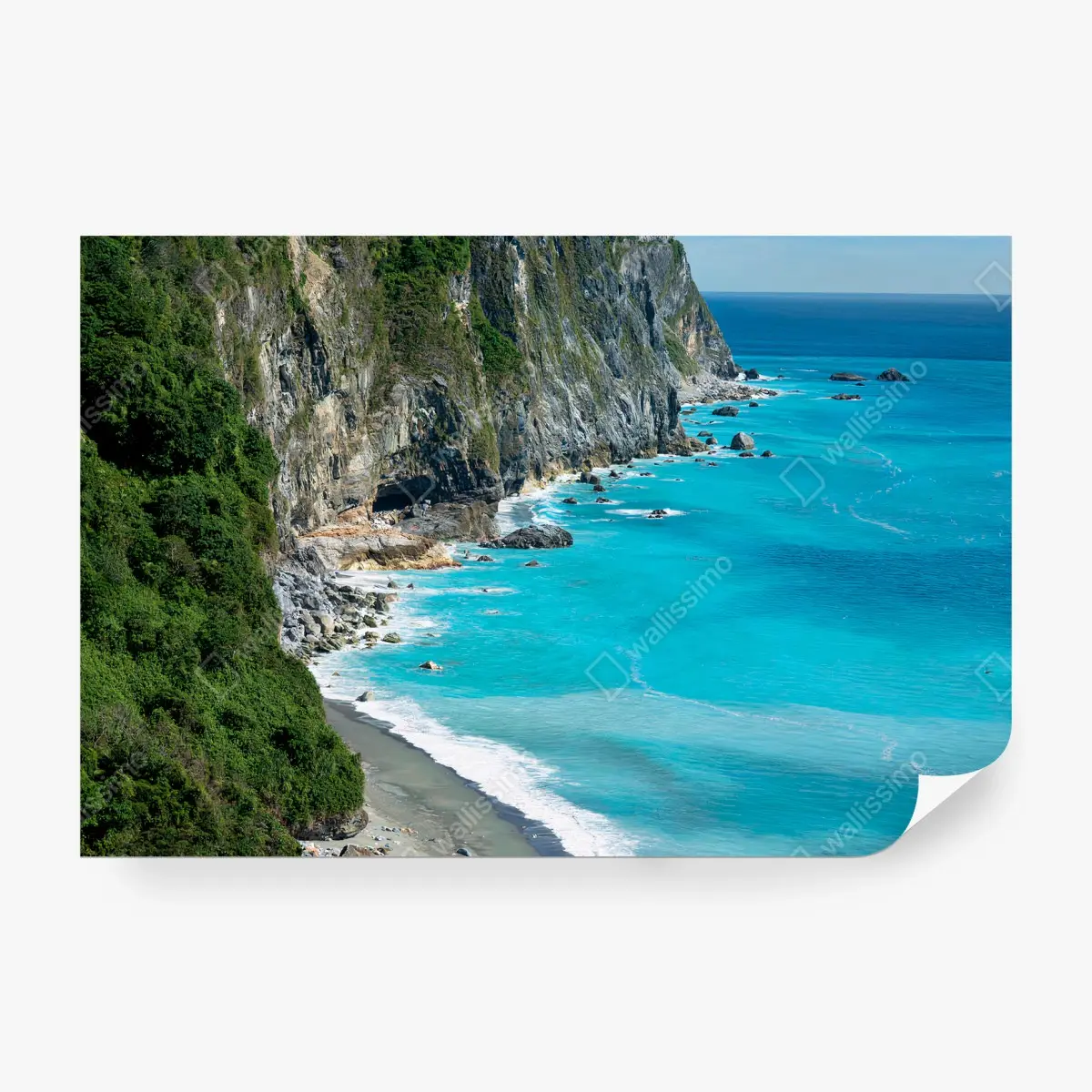 Fototapete OZEAN KLIPPEN TÜRKIS KÜSTE LANDSCHAFT FÜR WOHNZIMMER – Pixers®