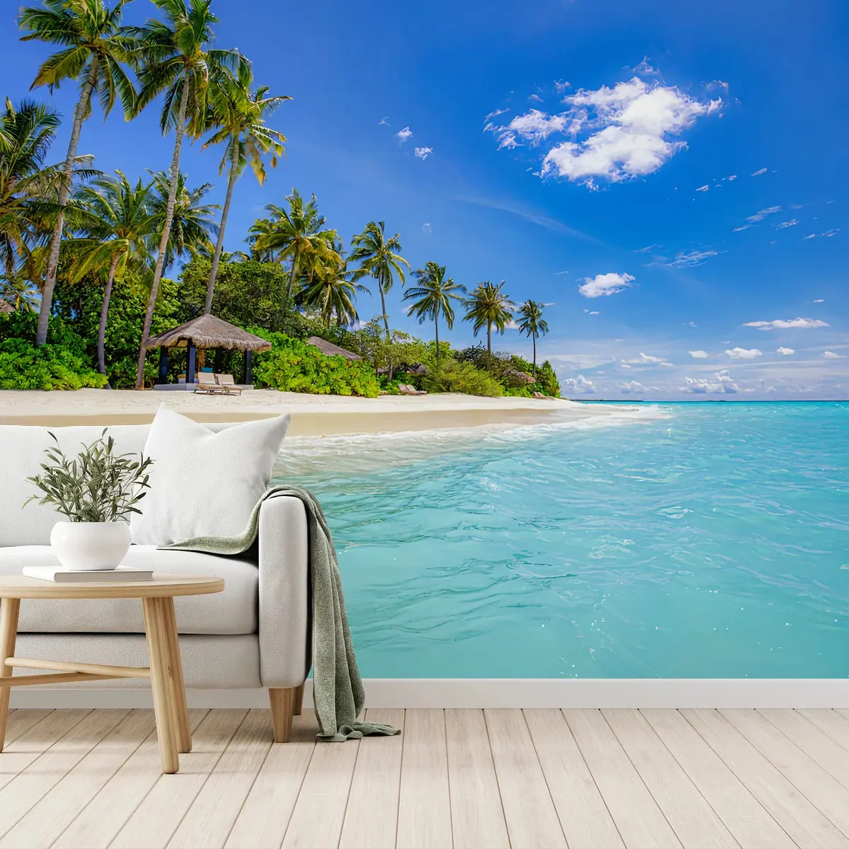 Fototapete STRAND PARADIES TROPISCH OZEAN PALME FÜR WOHNZIMMER – Pixers®