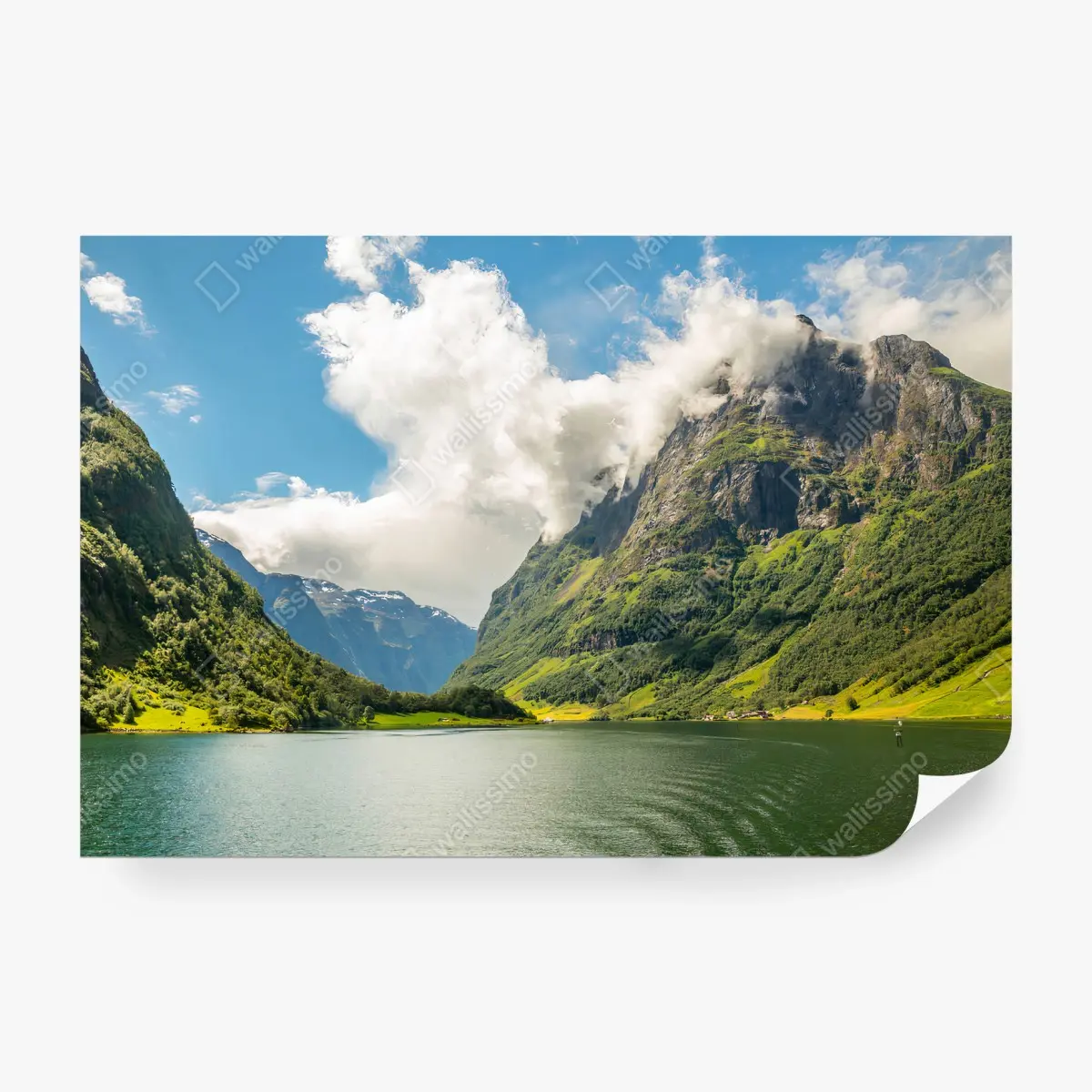 Fototapete FJORD BERGE NATUR GRÜN NORWEGEN FÜR DAS WOHNZIMMER – Pixers®