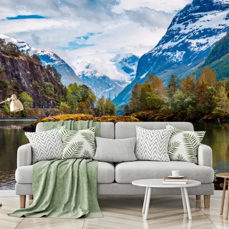 Fototapete NORWEGEN BERGE FJORD SEE NATUR FÜR WOHNZIMMER
