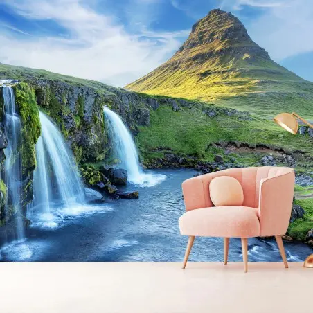 Fototapete ISLAND FALL BERG NATUR SZENE FÜRS WOHNZIMMER