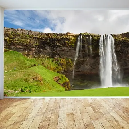 Fototapete WASSERFALL NATUR GRUEN LAND REISE FÜR WOHNZIMMER