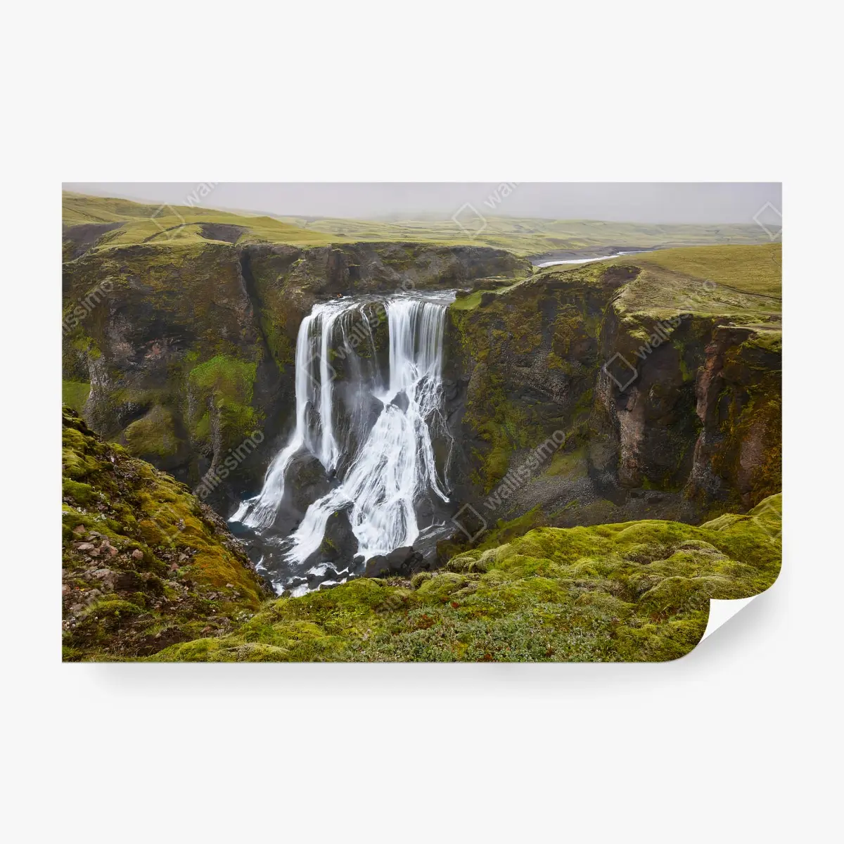 Fototapete WASSERFALL LAND NATUR MOOS GRÜN FÜR WOHNZIMMER – Pixers®
