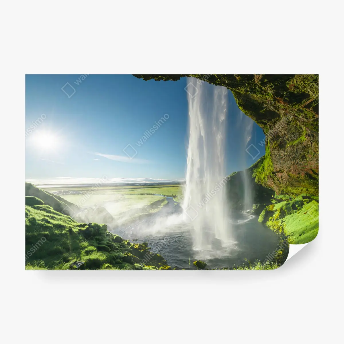 Fototapete ISLAND WASSERFALL NATUR GRÜN HIMMEL FÜR WOHNZIMMER – Pixers®