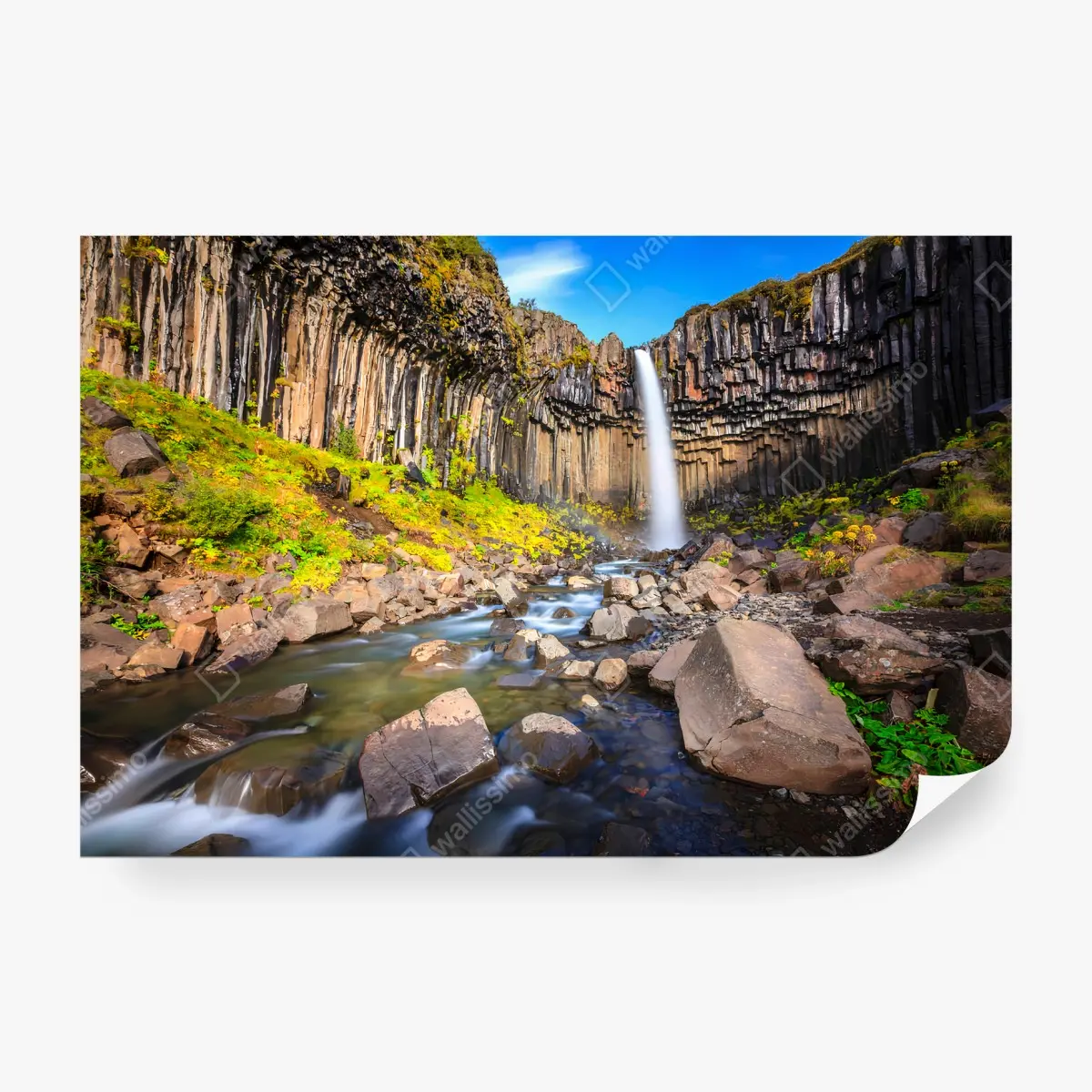 Fototapete ISLAND WASSERFALL BASALT FELS NATUR FÜR WOHNZIMMER – Pixers®