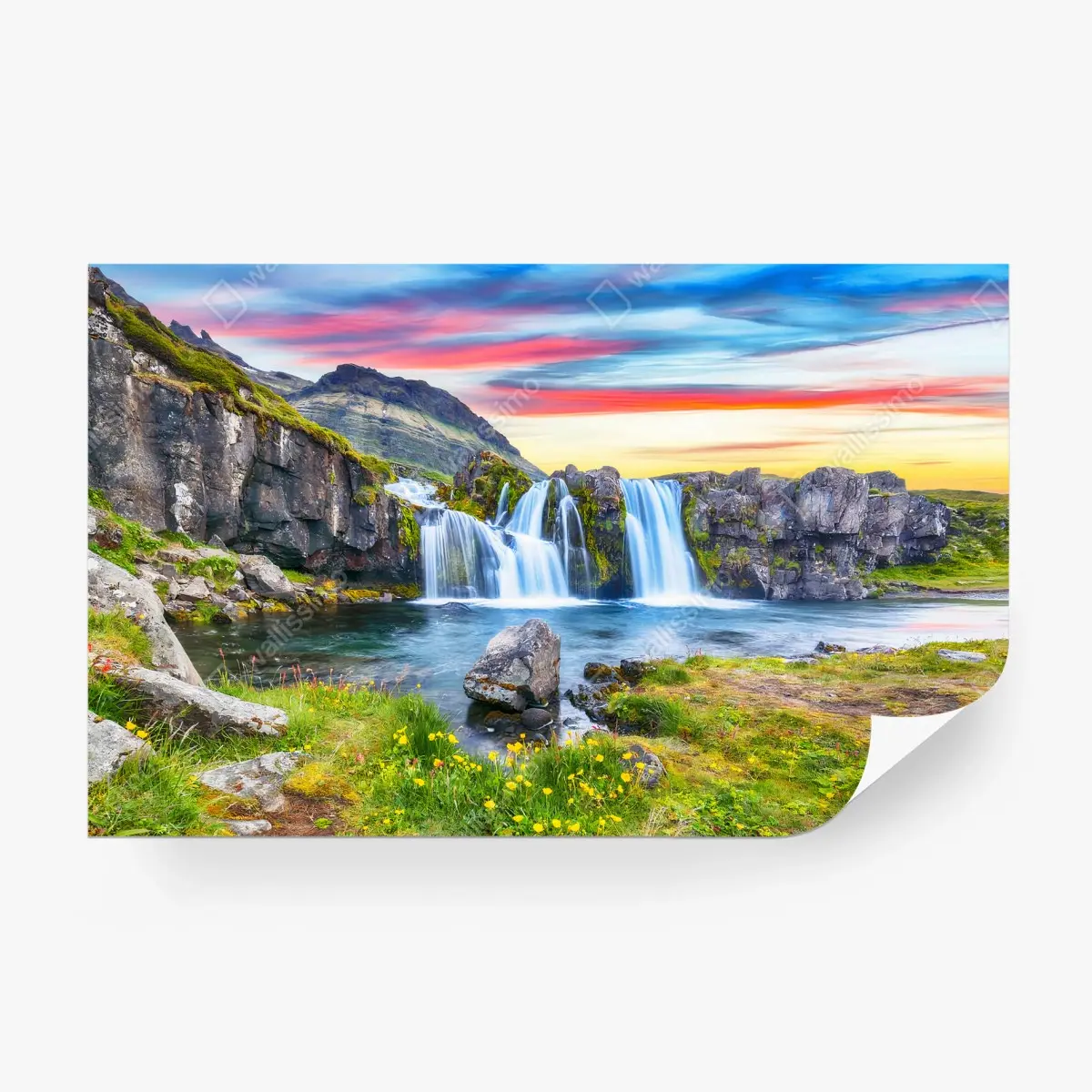 Fototapete ISLAND WASSER SONNE BERG NATUR FÜR WOHNZIMMER – Pixers®
