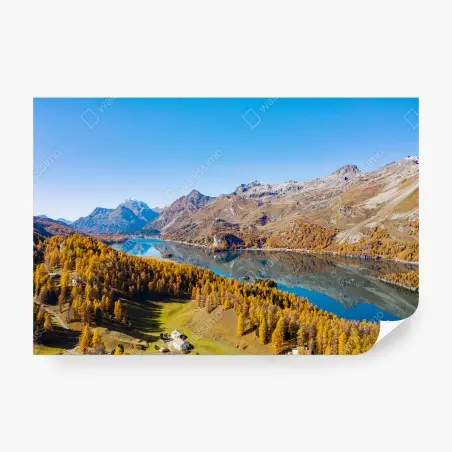 Fototapete BERGE SEE HERBST LANDSCHAFT AUSSICHT FÜR WOHNZIMMER – Pixers®