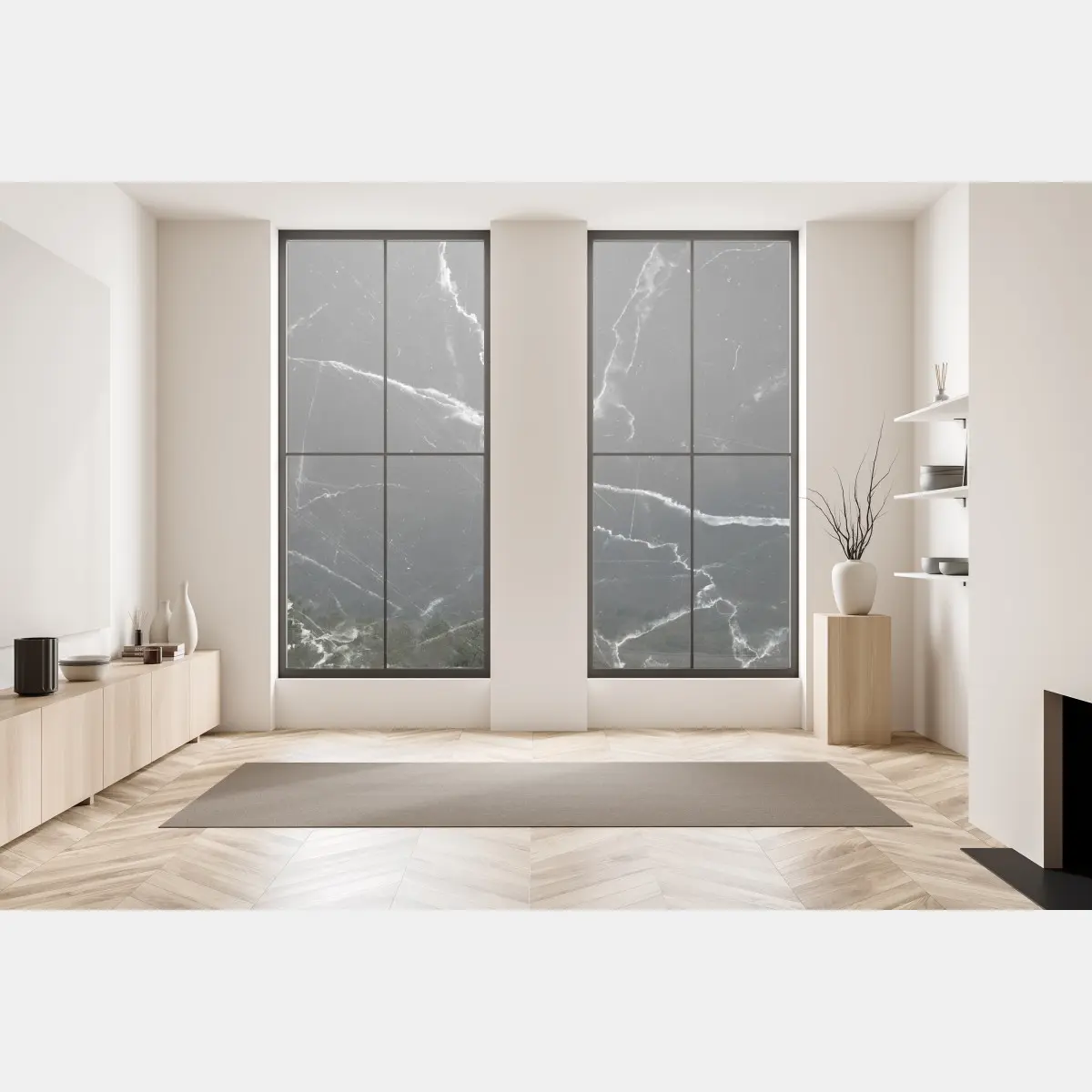 Fensteraufkleber schwarzer marmor mit weißen adern – Pixers®