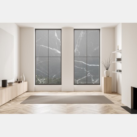 Fensteraufkleber schwarzer marmor mit weißen adern – Pixers®