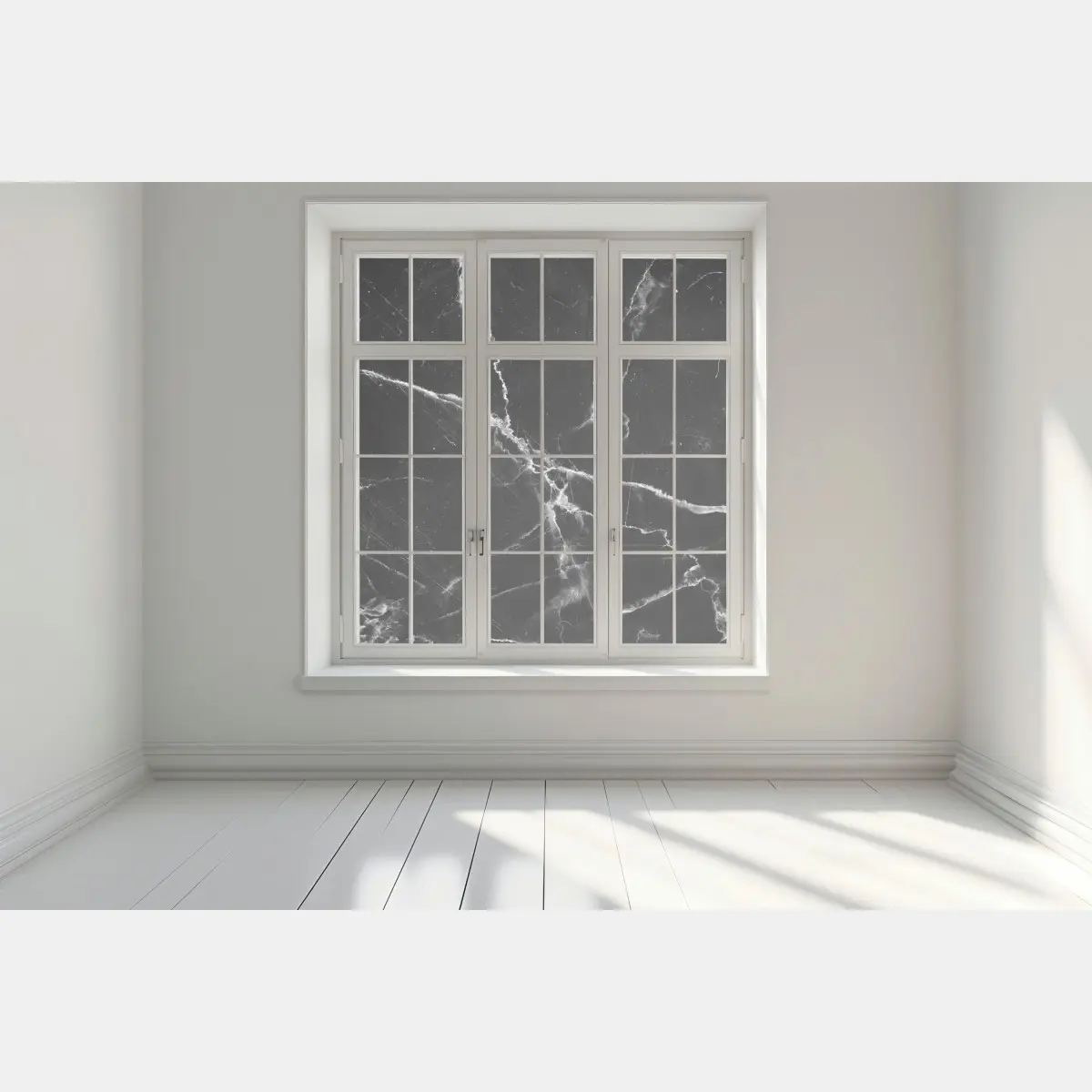 Fensteraufkleber schwarzer marmor mit weißen adern – Pixers®