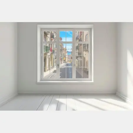 Fensteraufkleber alte straße in Lissabon an einem sommerlichen tag – Pixers®