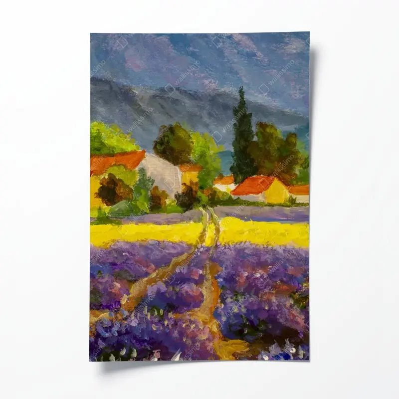 Poster lavendelfelder bei sonnenuntergang