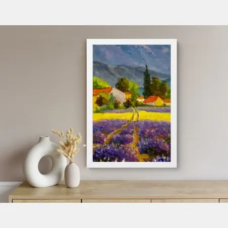Poster lavendelfelder bei sonnenuntergang – Pixers®