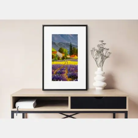 Poster lavendelfelder bei sonnenuntergang – Pixers®