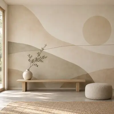 Fototapete im minimalistischen Stil: sanfte Hügel in Beige
